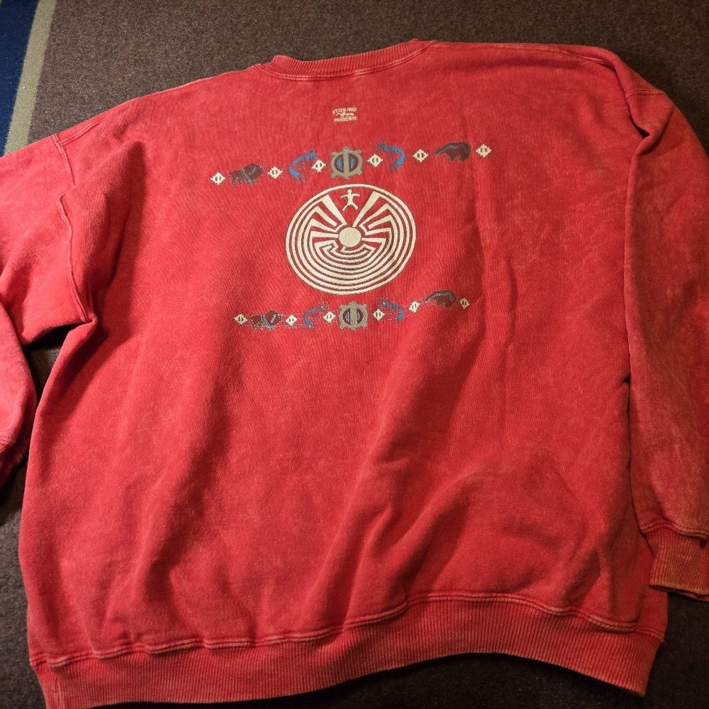 Vintage 1990s Men's Stone Aged Rockwear Crewneck Sweatshirt Distressed Size 2XL - Picture 11 of 13